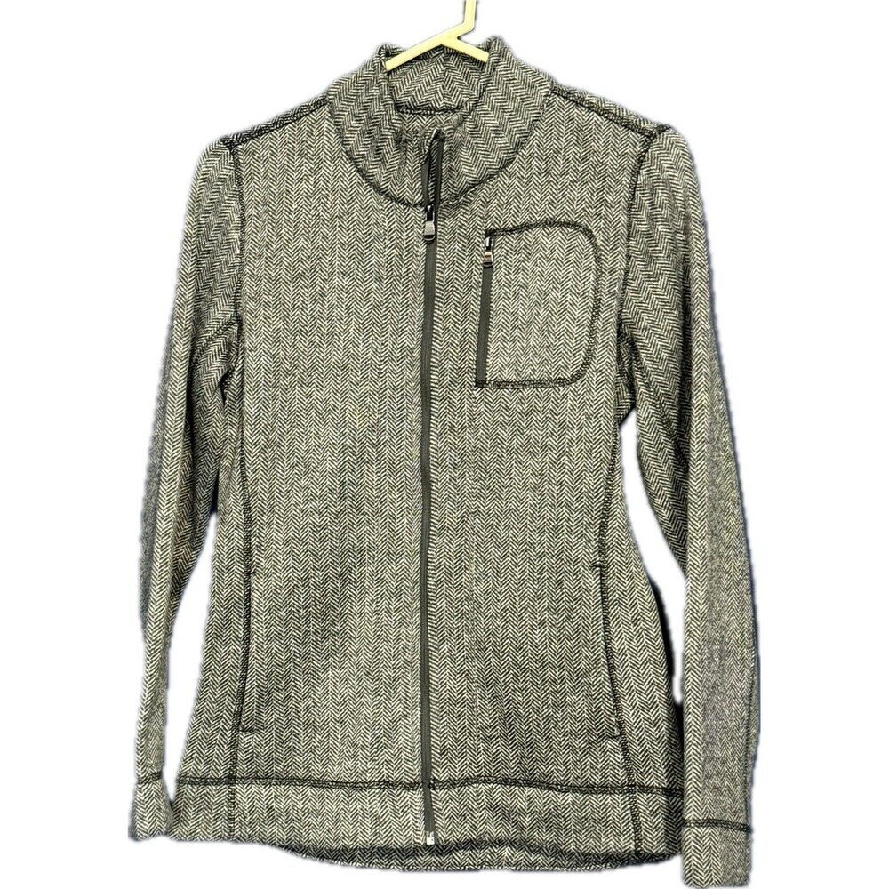 MNY Marc New York Fleece Lined Performance Jacket ZIP Gray Herringbone Womens XS